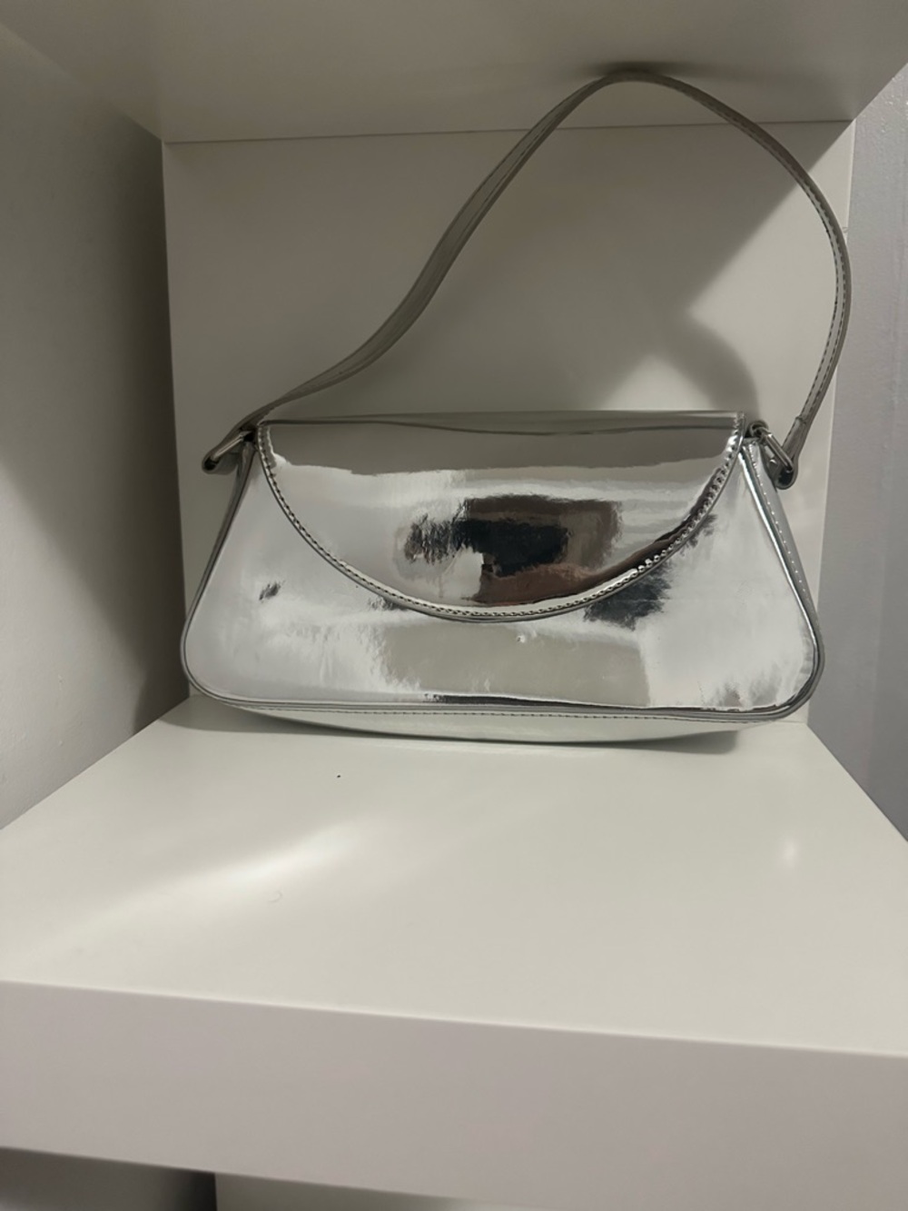 Express Silver Metallic Shoulder Bag